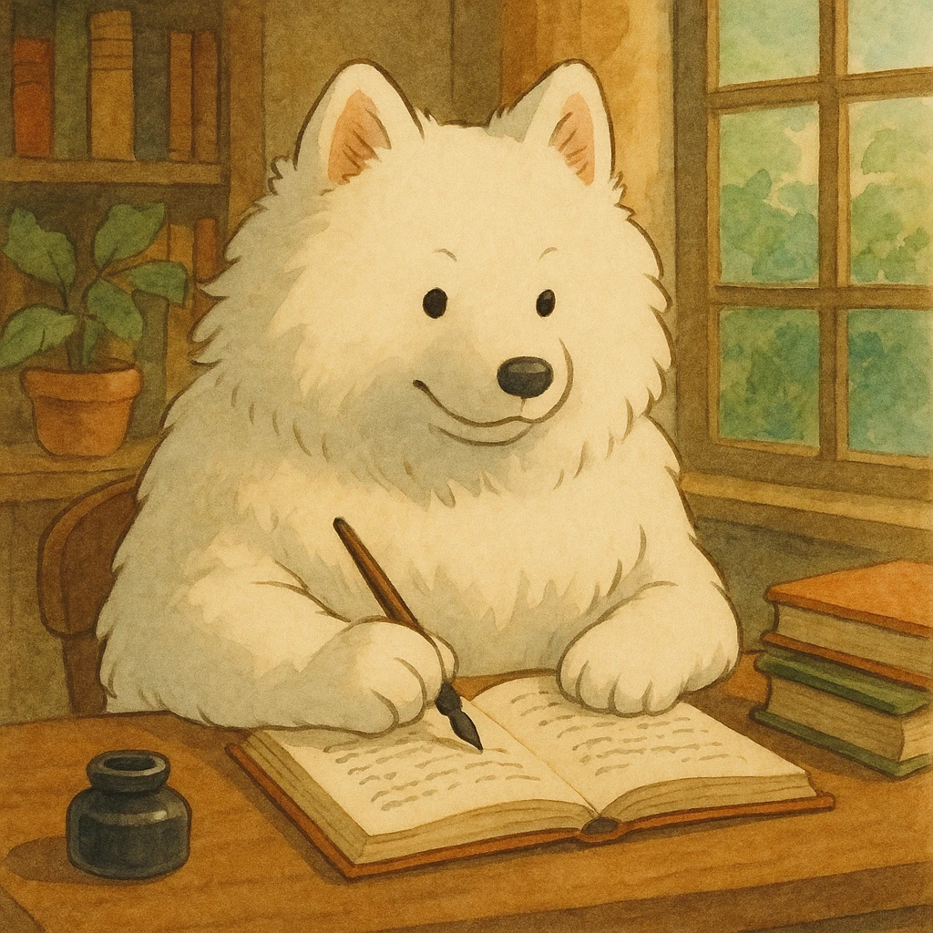 Samoyed writing a novel  emoji