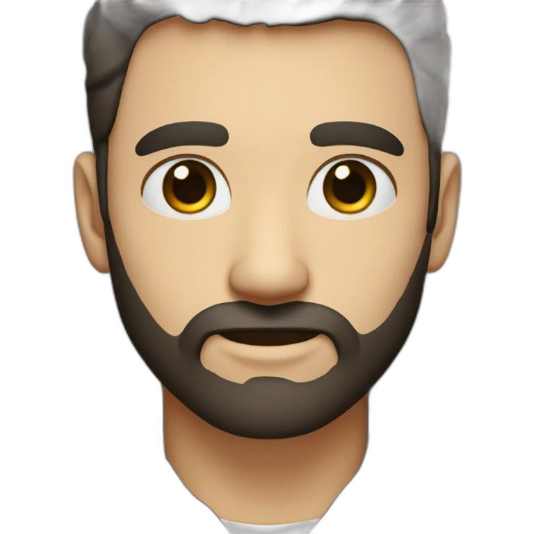 White color face, eye brown, black steal black, beard, plaid open collar shirt emoji