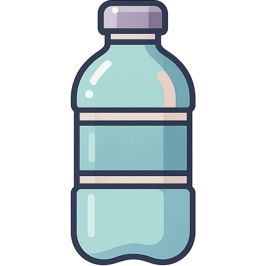 water bottle with cap, icon-color-outlined style, Chinese Eastern style, thin clean contours, soft rounded shapes, pastel palette #98B5BC, #B5B3C1, #C9A3C9, #E4C0CA, #F7DCD1, #F7C0AA, detailed shadows and highlights, soft lighting, transparent background, no decoration emoji