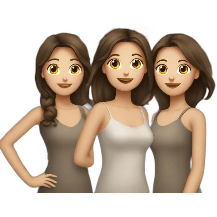 three brunette girls in europe emoji