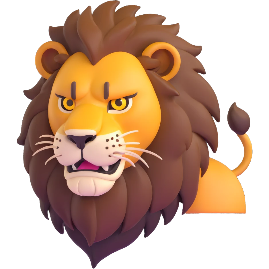 nasty lion looking sideways with mean fierce expression emoji
