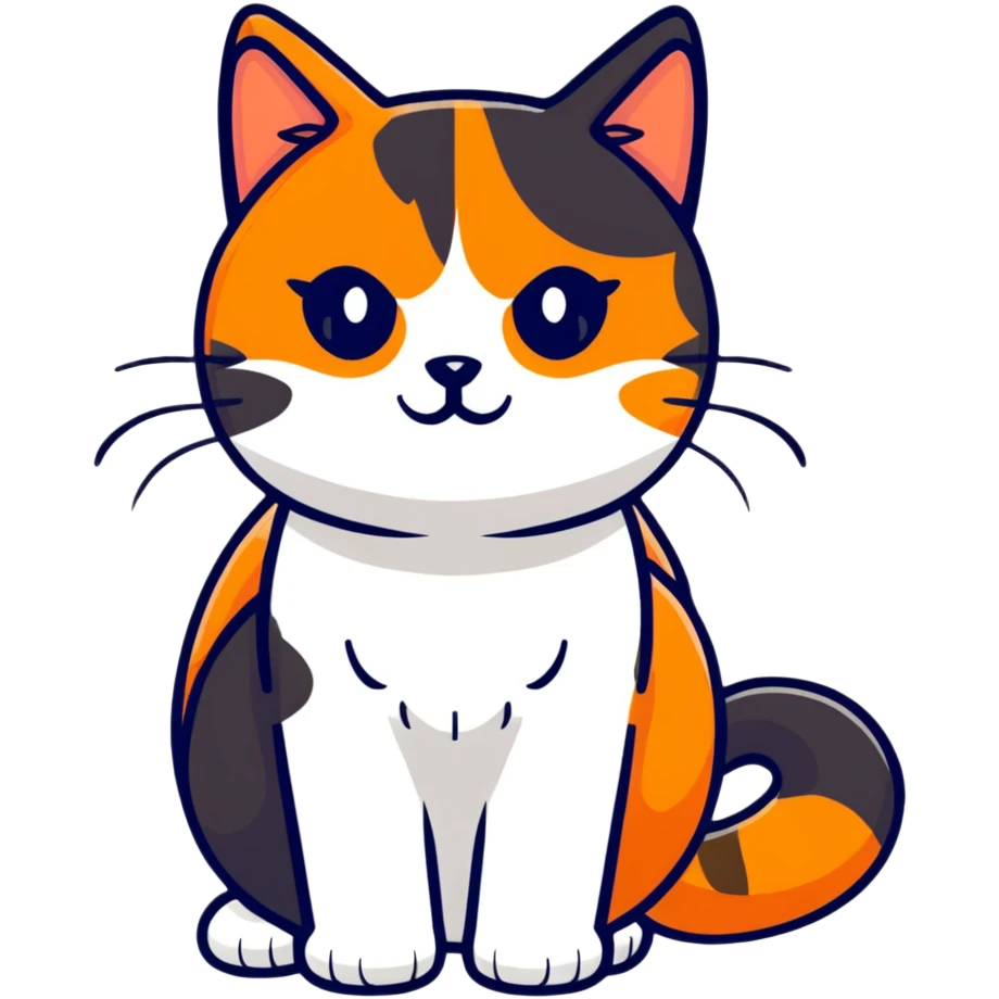 calico cat with orange, black and white fur emoji
