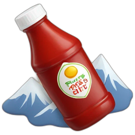 Bottle of ketchup on a mountain emoji