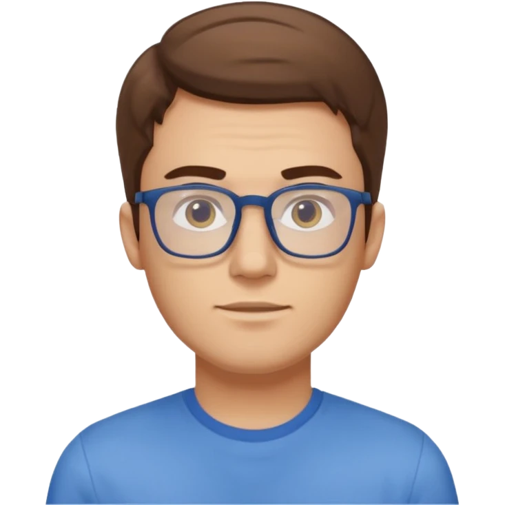 a young man around 30 years old, with brown hair, longer rectangular face, light yellow skin color, small eyes with rectangular glasses, without beard emoji