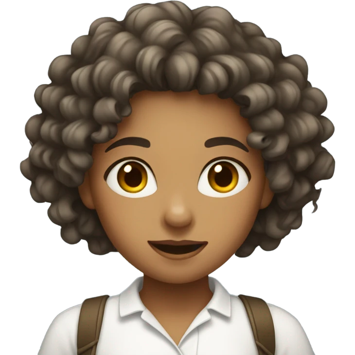 girl with white shirt and curly hair emoji