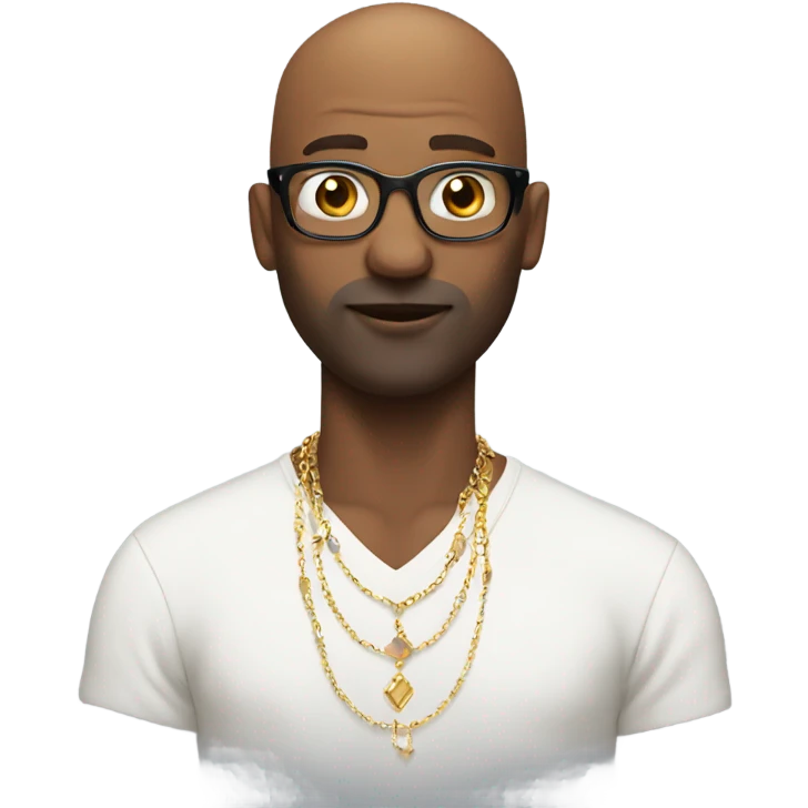 bald man with stylish necklace emoji