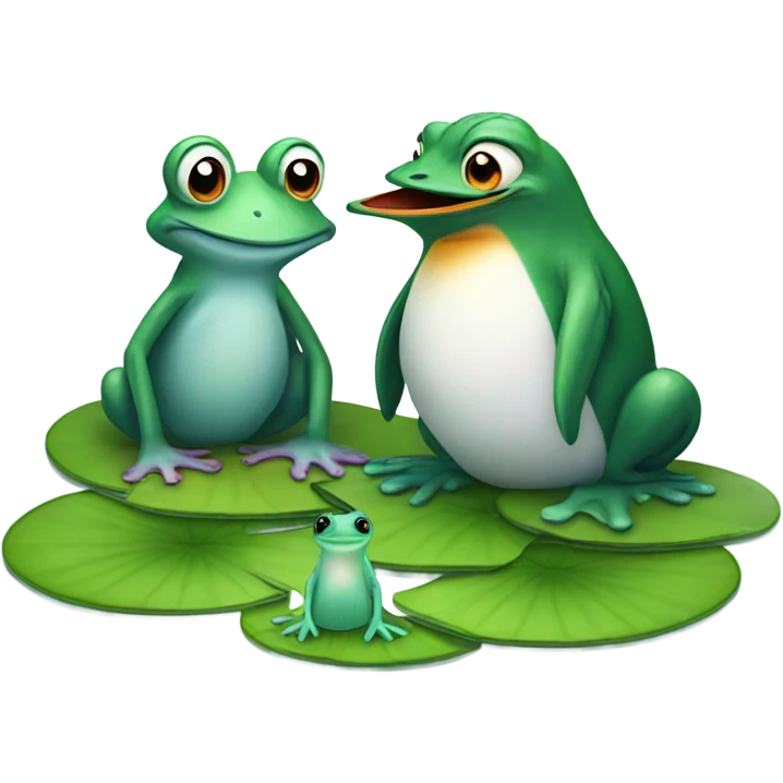 frogs and penguin  emoji