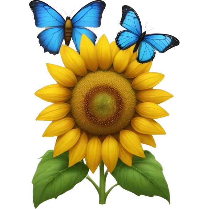Sunflower and blue butterfly  emoji