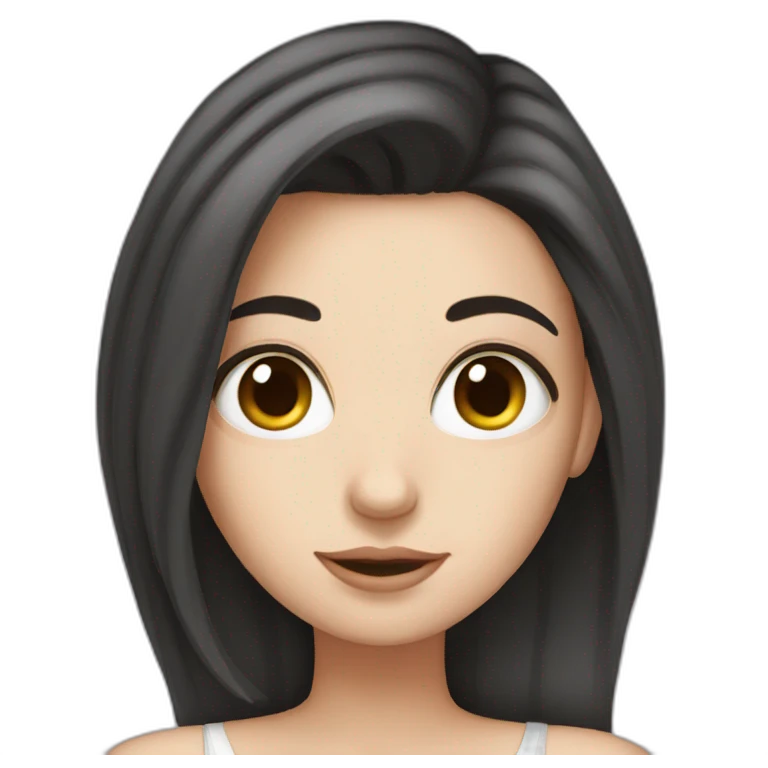 white girl with dark hair goes to bed emoji