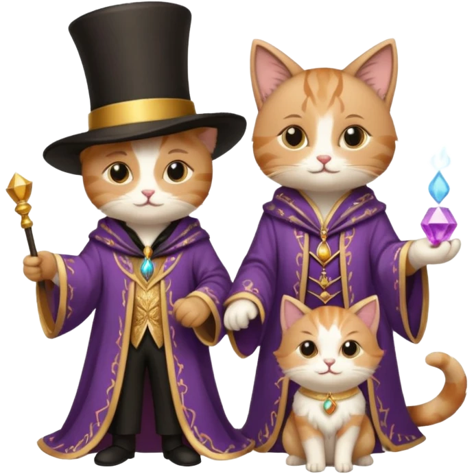 magician couple and their pet cat emoji