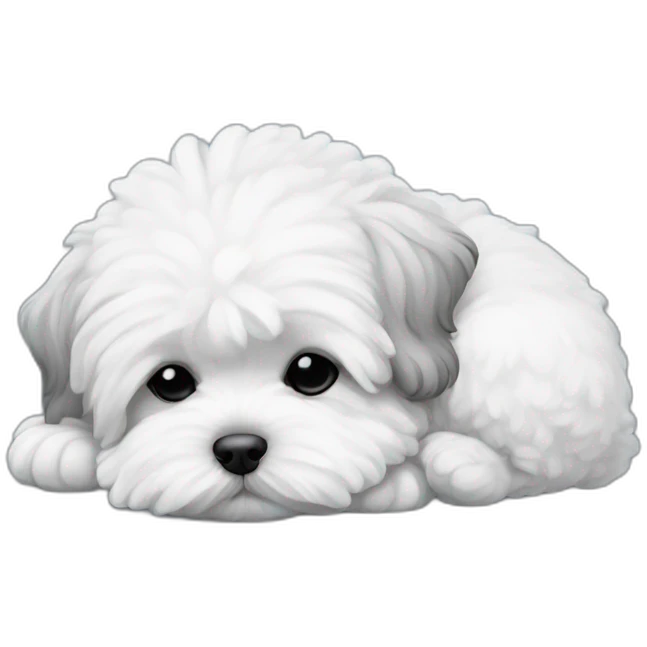 Maltipoo, black and white, sleeping emoji