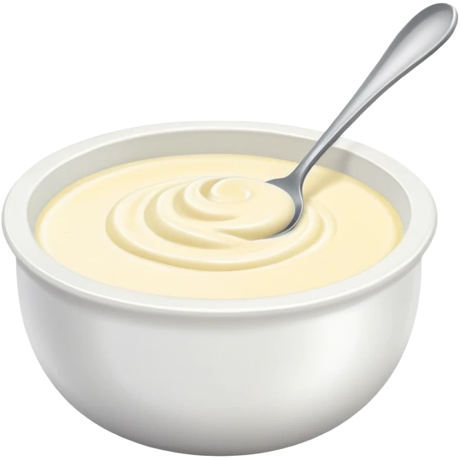 bowl of creamy garlic aioli sauce with a spoon emoji