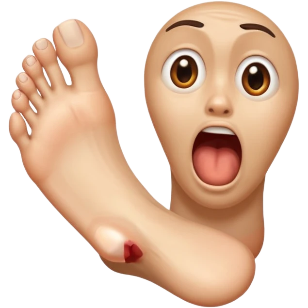 foot with excruciatingly realistic human face with an anguished expression emoji