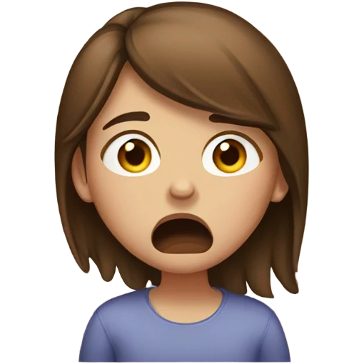 Brown haired girl coughing  emoji
