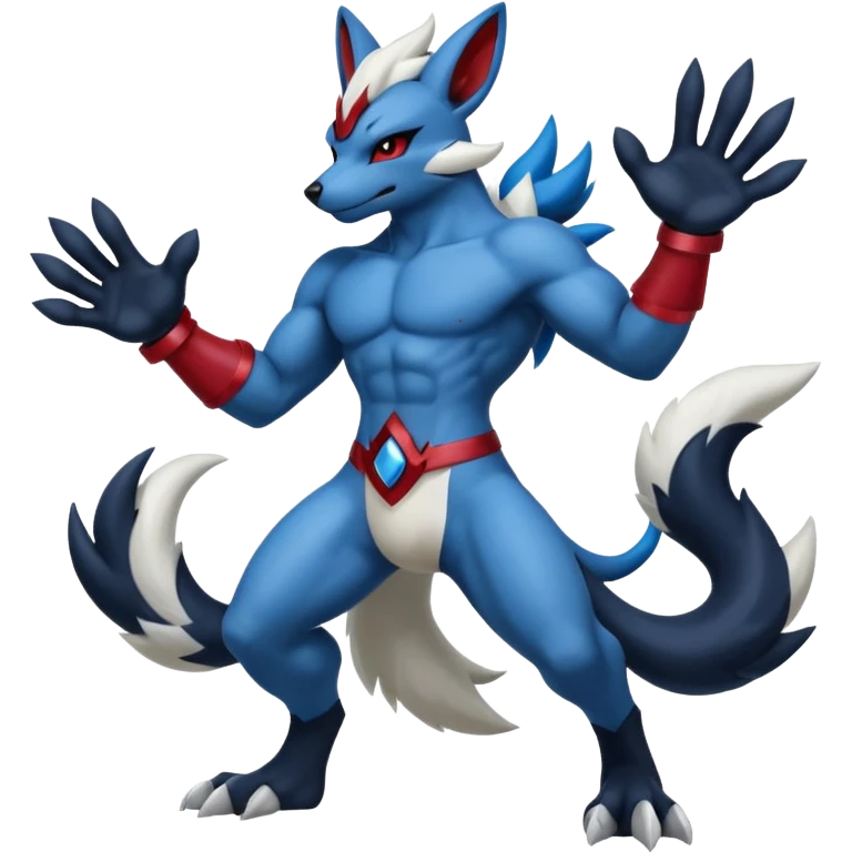 Mega lucario and Absol fusion full body emoji