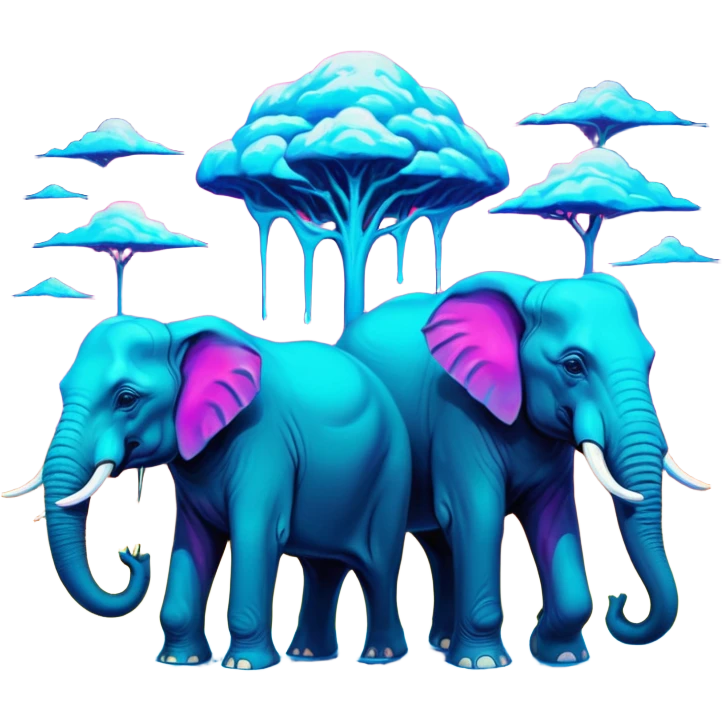 synthwave - surreal elephants from Salvador Dali's paintings in a dreamscape emoji