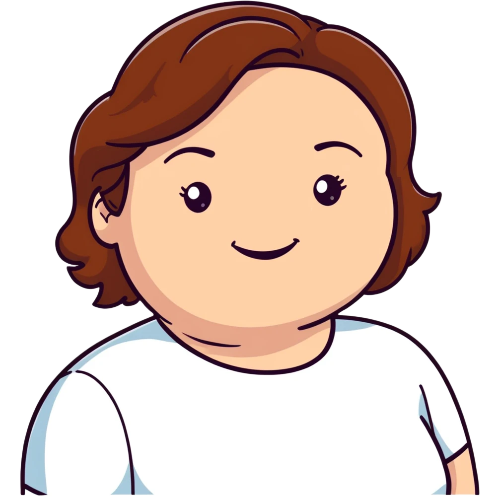 plus-size white woman with brown hair, smiling emoji