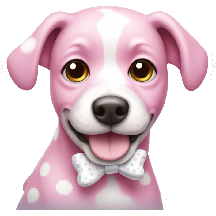 Pink dog with white spots and a white bow emoji