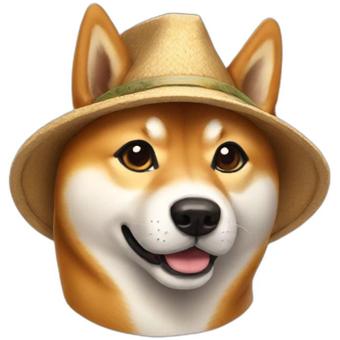 Shiba avec chapeau chinois emoji
