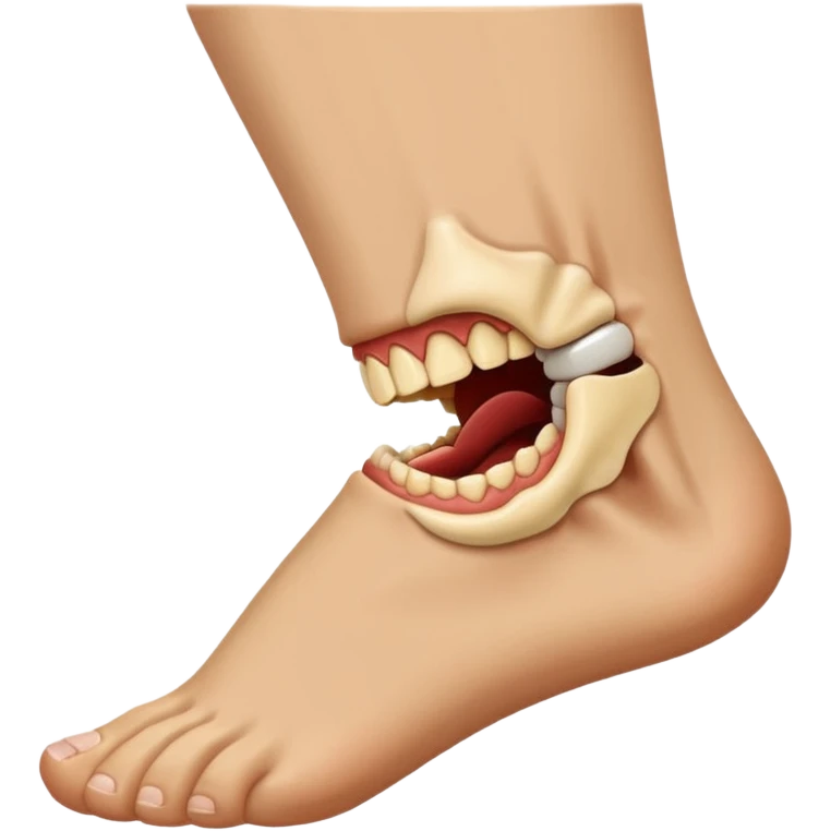 An ankle, being bitten by a mouth emoji