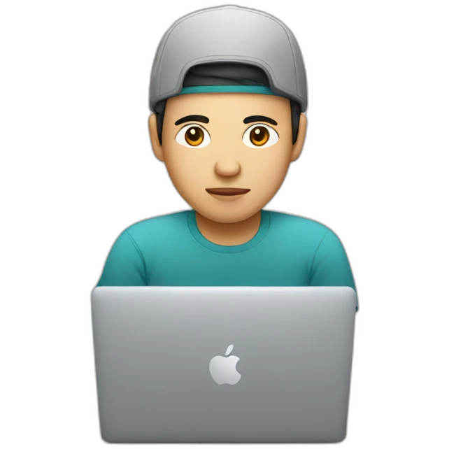 a vietnamese programmer with a macbook emoji
