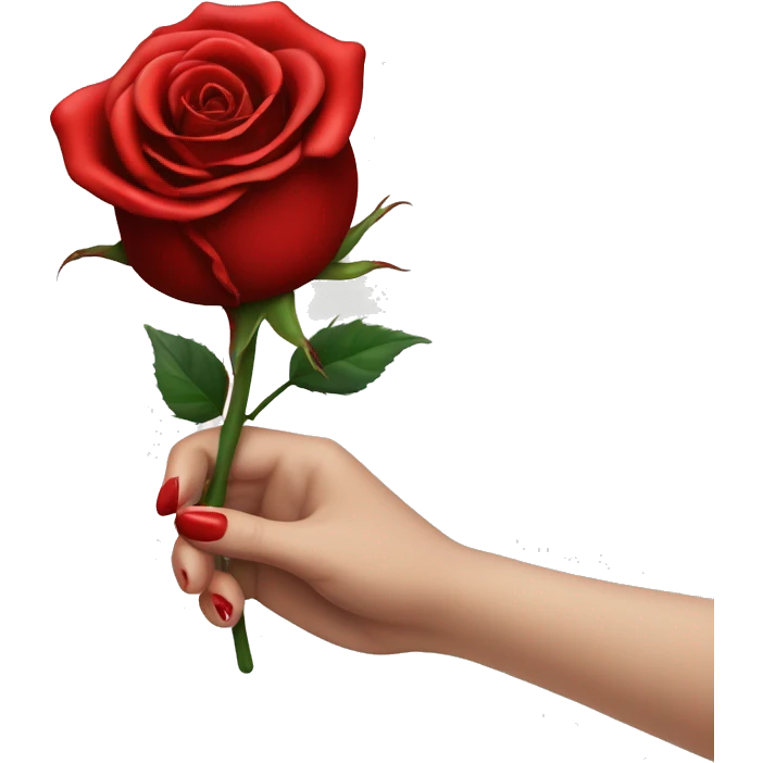 An image of a hand holding a rose, with a thorn piercing the skin, showing a small drop of blood, symbolizing the pain of beauty or love emoji
