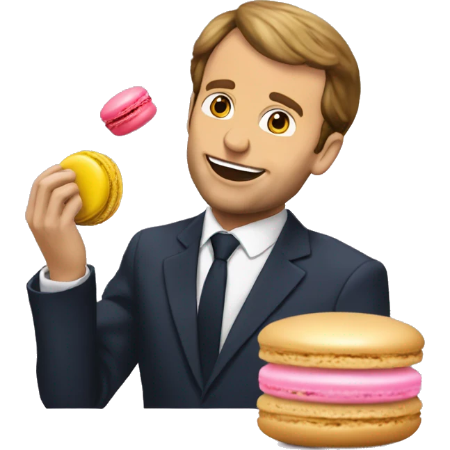 Macron qui mange un macaron emoji