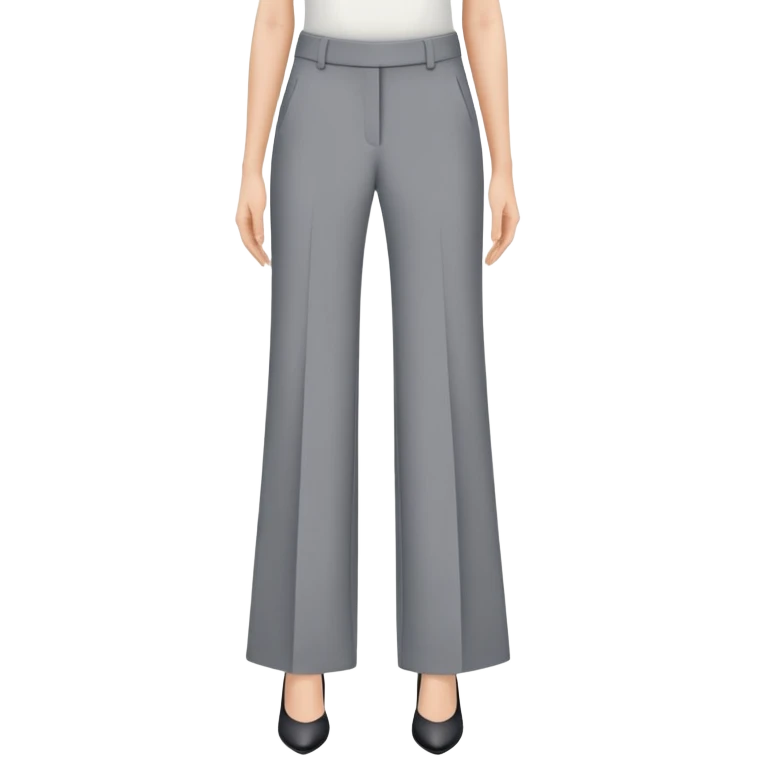 petite gray wide leg tailored pants for women, shorter length, ankle length, for short height woman, dress trousers, only the garment on white background emoji