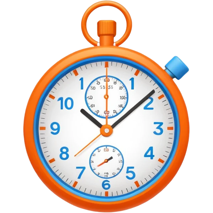 A stopwatch emoji in the style of Apple iOS emojis, colorful and playful, flat design emoji