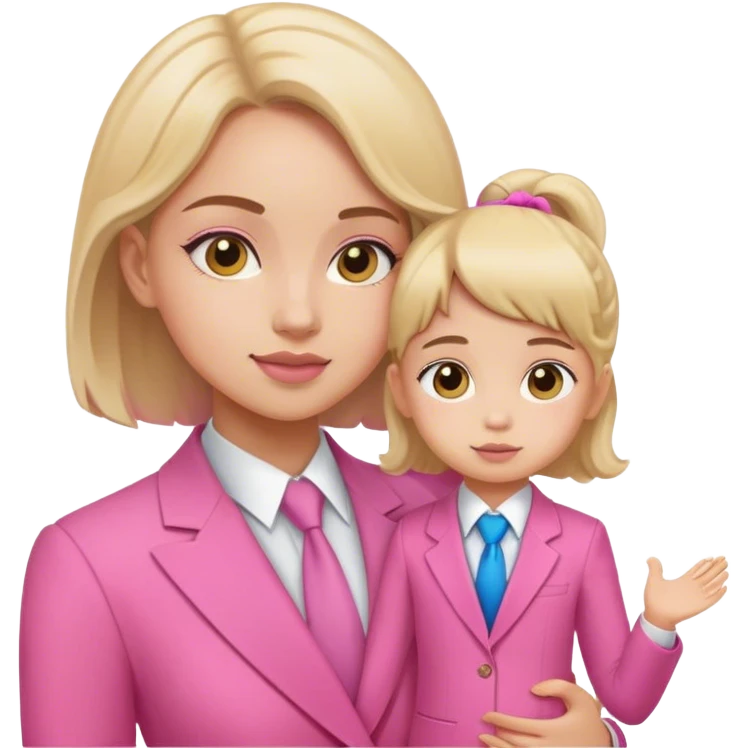 Brune girl pink suit with child emoji