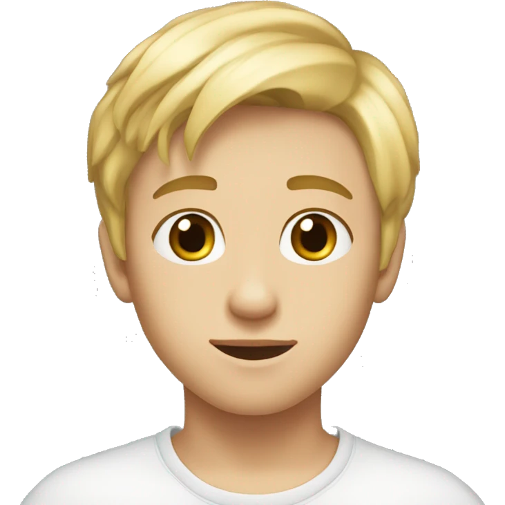 young boy blond hair bloue eyes approximatively 17 years emoji