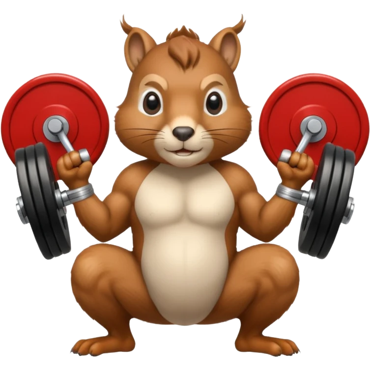 Squirrel squatting with weights emoji