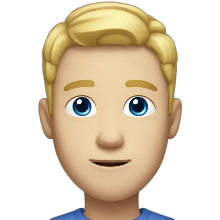 White man with blonde air and bleu eyes with slightly open mouth facing emoji