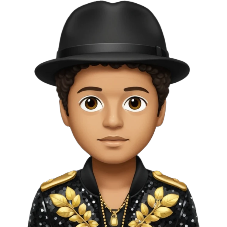 Bruno Mars with dark brown hair, black sequin outfit emoji