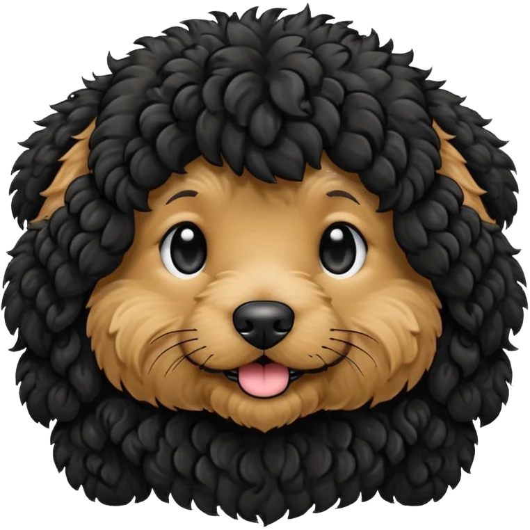 all black double doodle dog no background emoji emoji