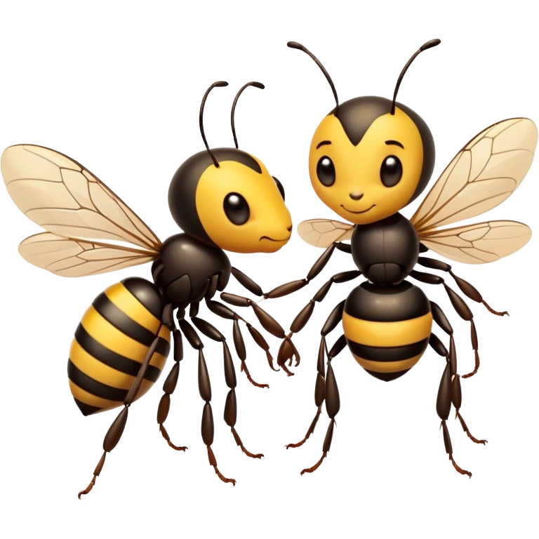 Ant holding hands with a bumblebee  emoji
