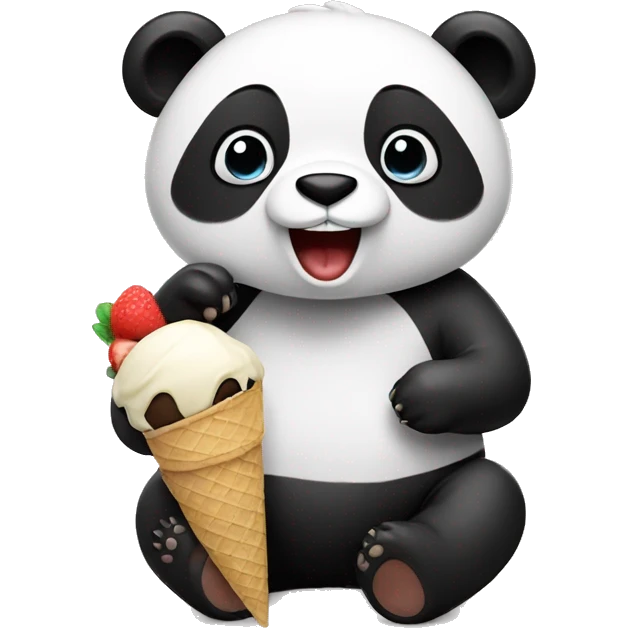 Panda eating ice cream emoji
