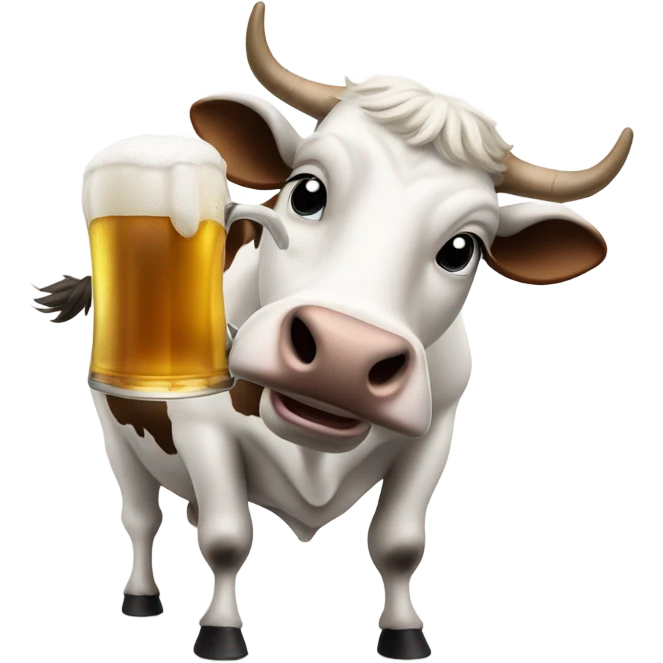 Cow utters shooting out beer emoji