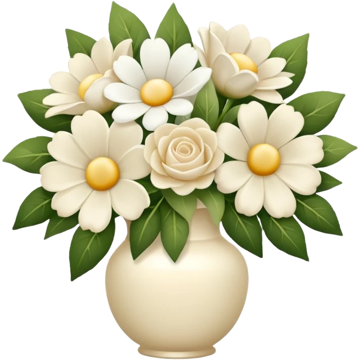 flower arrangements in a cream and white bouquet emoji