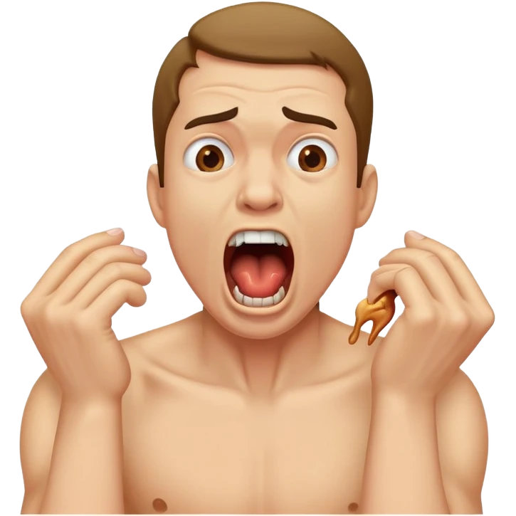 man choking himself screaming emoji