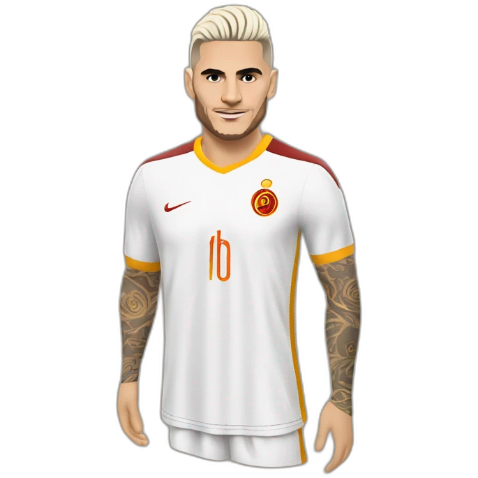 Mauro icardi avec les cheveux blanc avec le maillot de galatasaray emoji