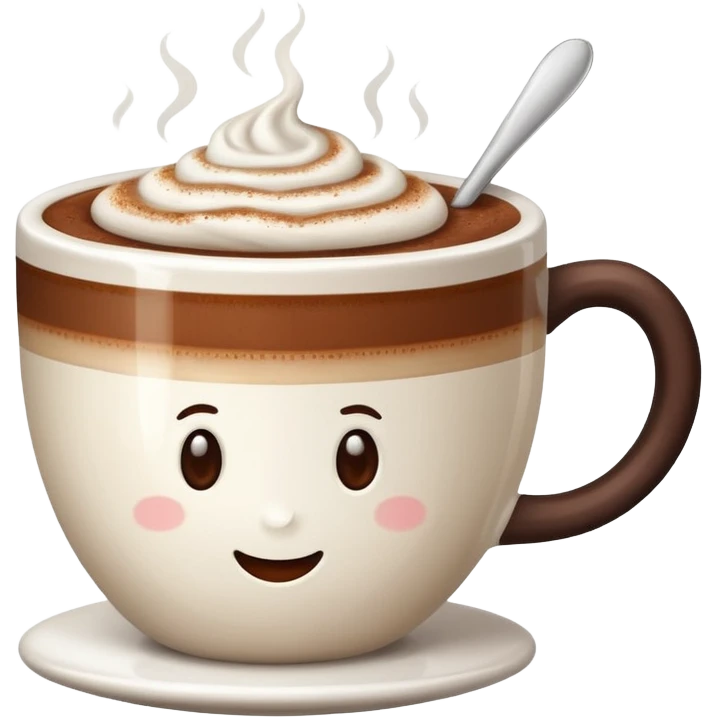 Cappuccino with frothy milk and a sprinkle of cocoa on top emoji