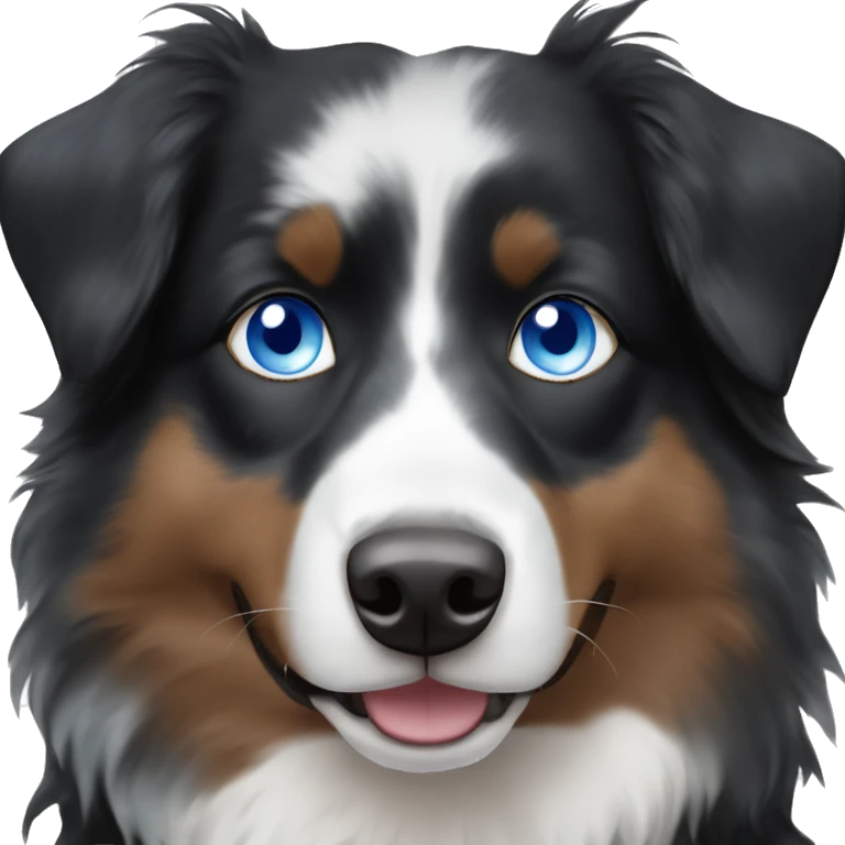 Black tri Australian shepherd with ice blue eyes emoji