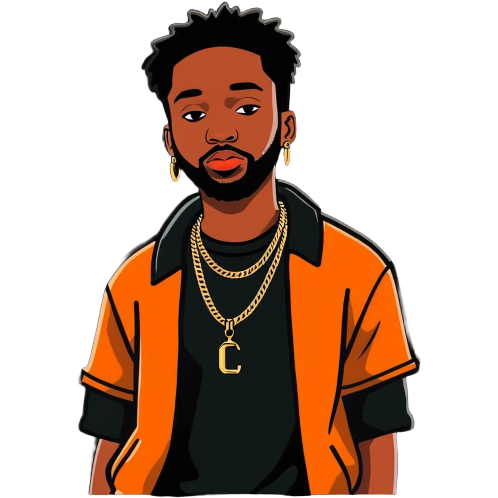 Brent Faiyaz R&B singer with chains and stylish outfit emoji
