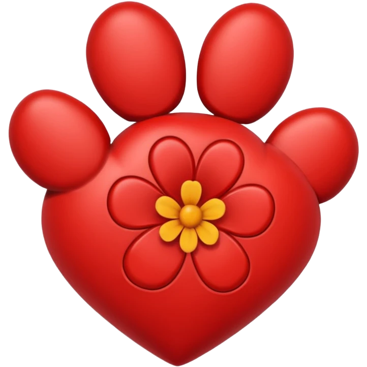 heart with a paw print and a flower emoji