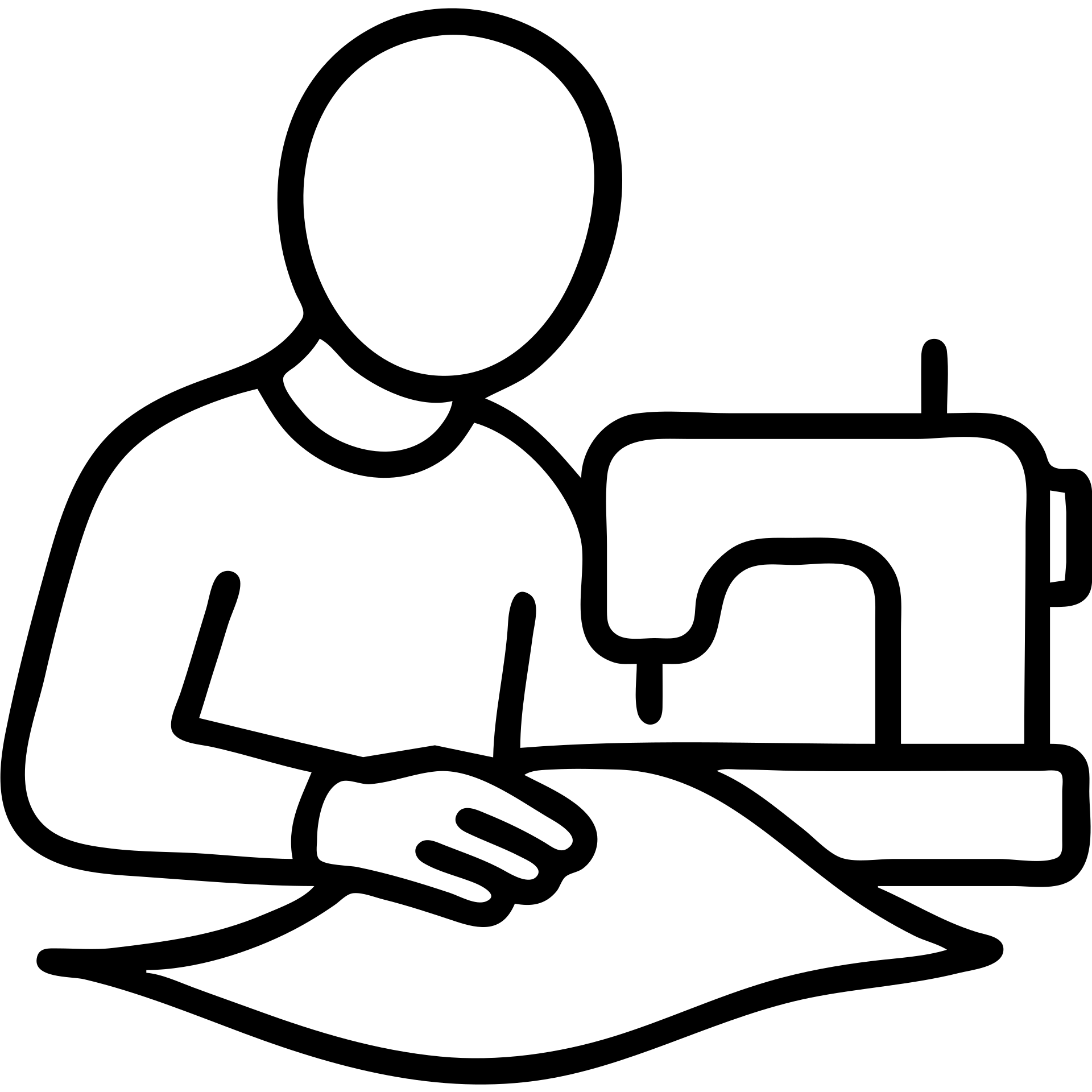 outlined icon of a tailor sewing, no fill emoji