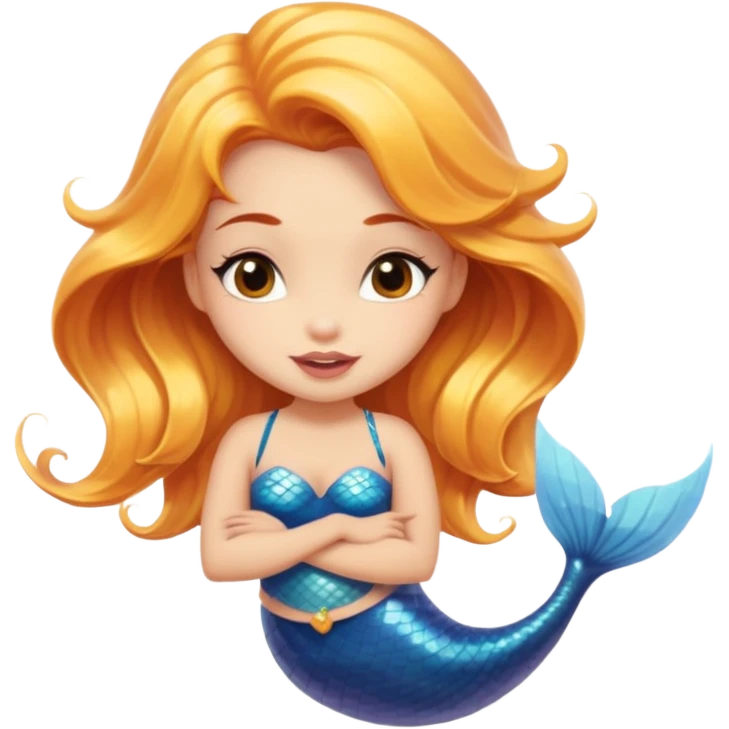 A cute mermaid emoji with a naughty face, looking coy and mischevious with a flirty smirk.  emoji