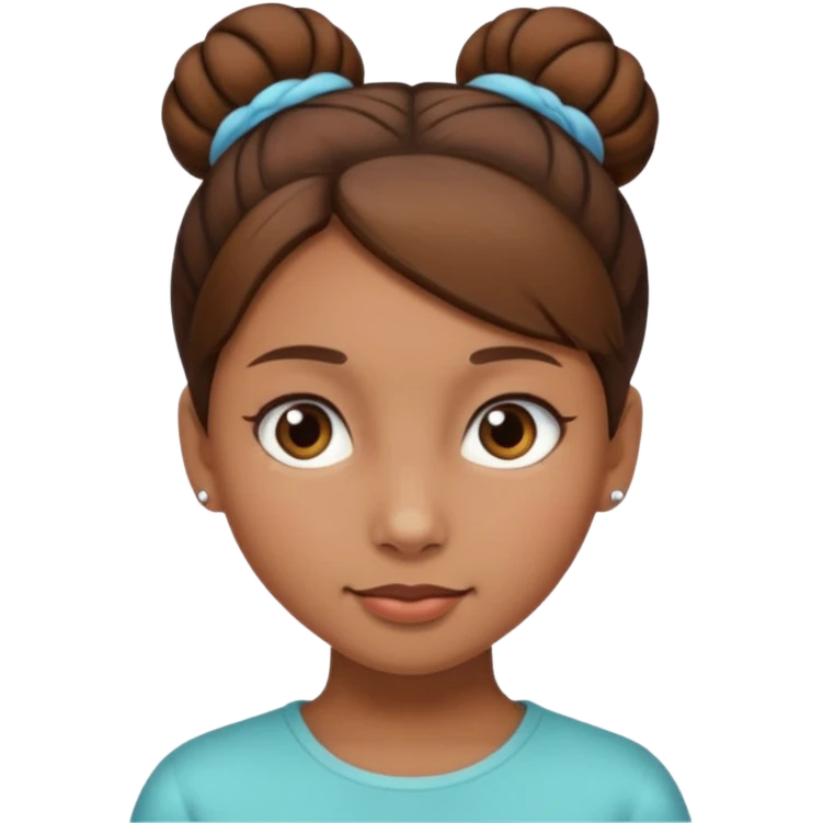 Girl with light brow skin and brown hair in bun emoji