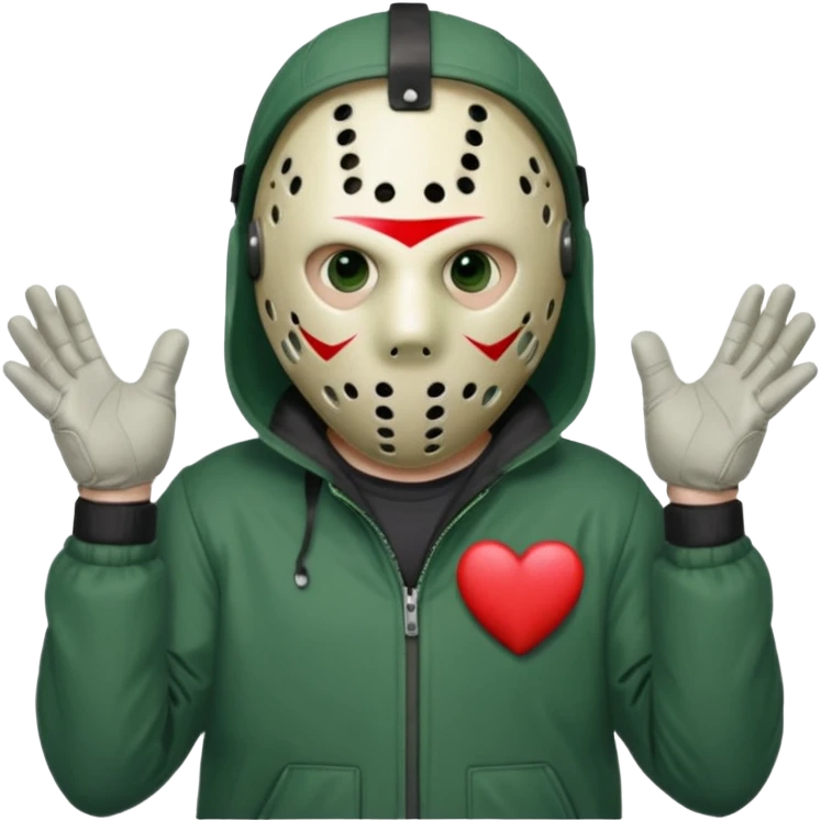 Jason Voorhees, looking cute, heart hands emoji