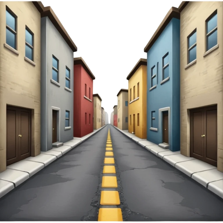 alleyway between two plain buildings with road as the focus, no background emoji